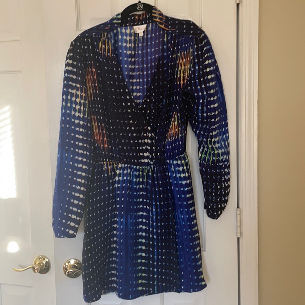 Parker Dress -  Vibrant blue multi colored dress - NWOT  - 100% silk